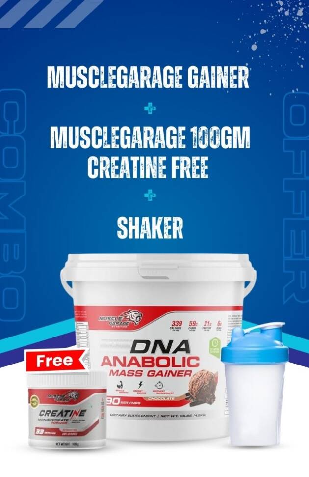 Musclegarage Gainer 3kg + Musclegarage 100gm Creatine Free+ Shaker