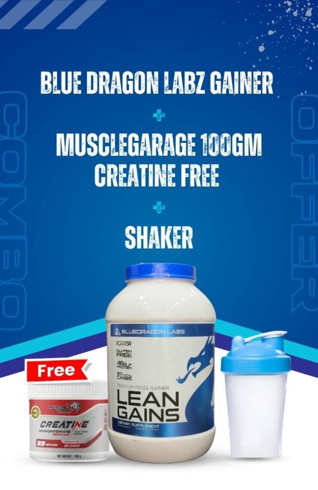 Blue Dragon Labz Gainer + Musclegarage 100gm Creatine Free+ Shaker